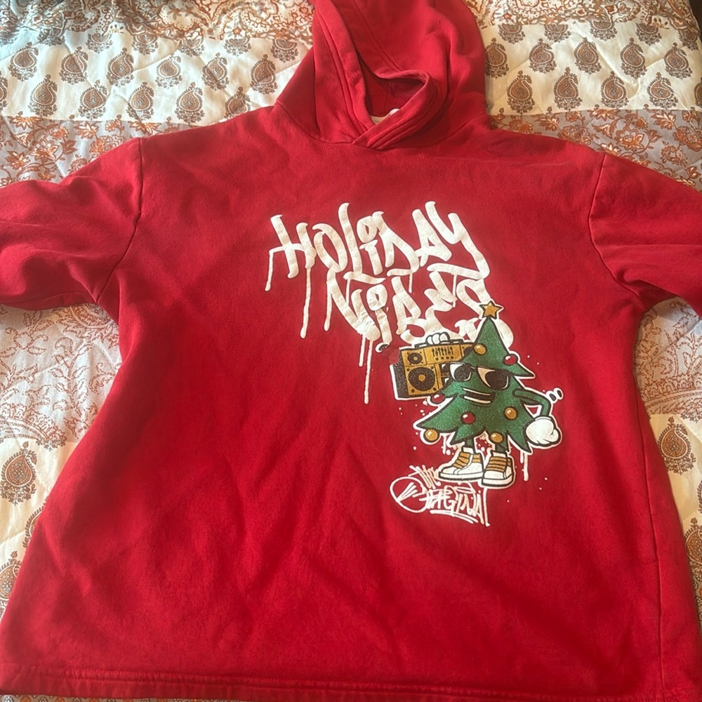christmas red and white hoodie size large